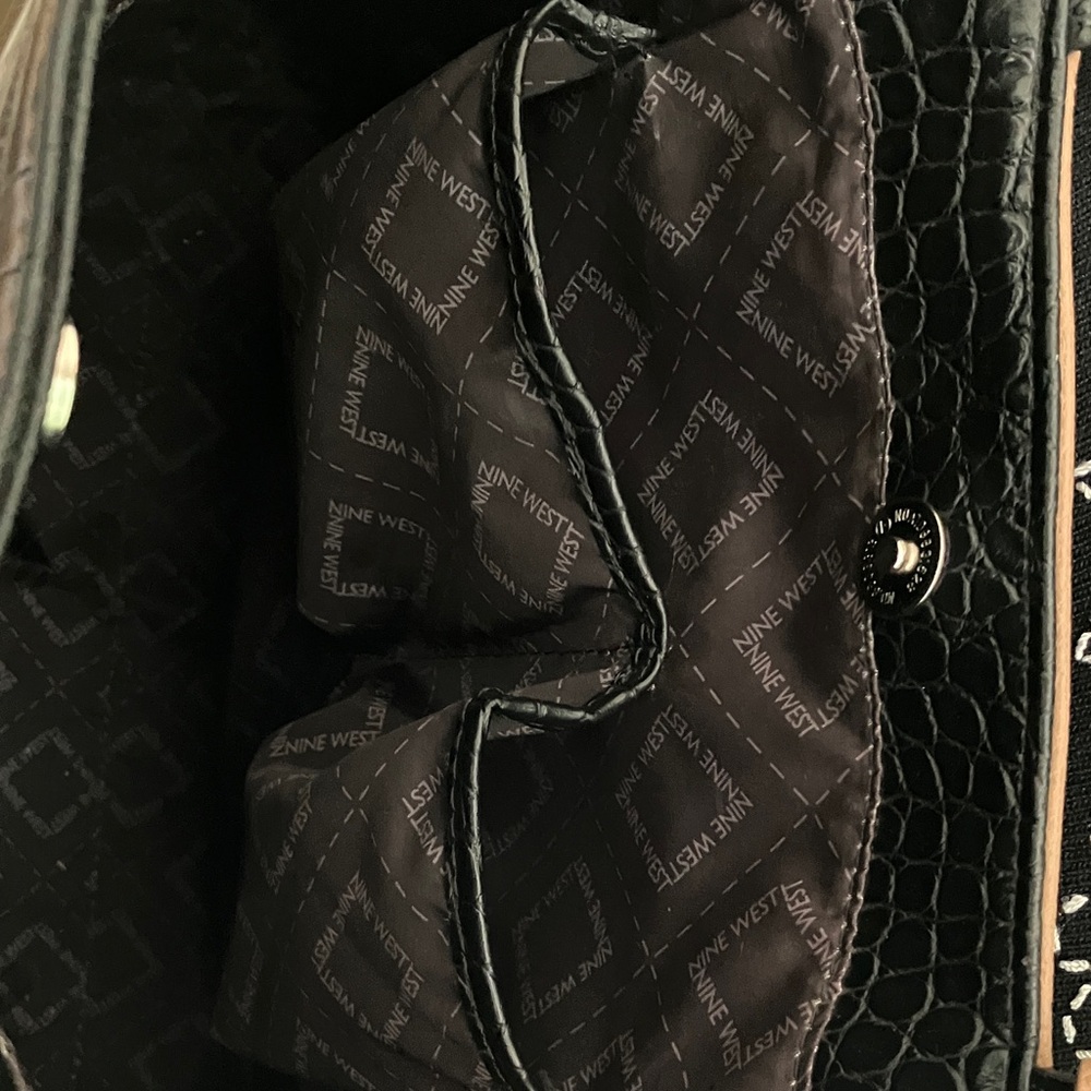 Nine West Tri-Color Tote in Black, White, and Tan - Picture 6 of 8